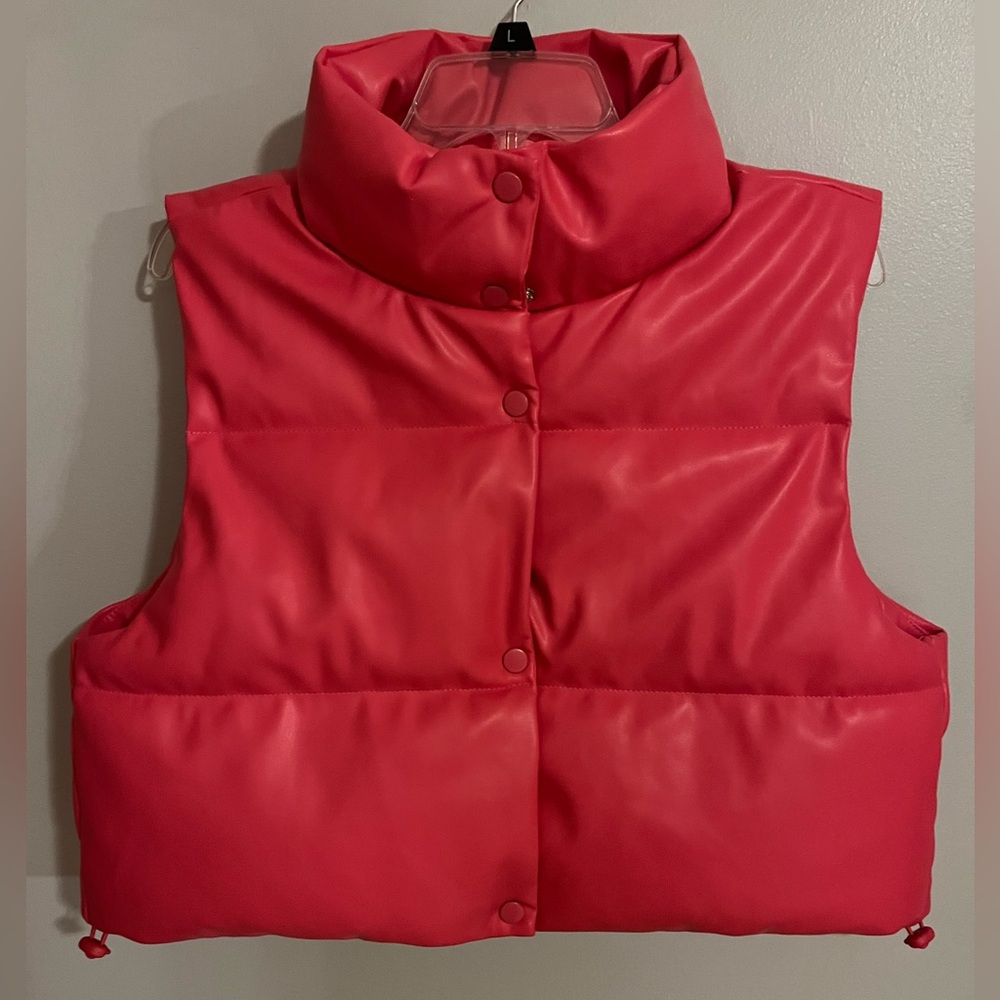 Simply Southern Faux Leather Puffer Vest NWT Size M